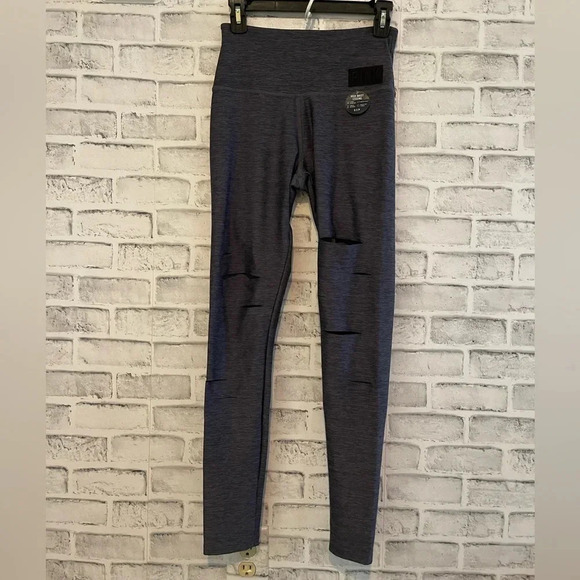 NWT! Victoria’s Secret PINK gray Heather high waist distressed leggings Small - Picture 1 of 7